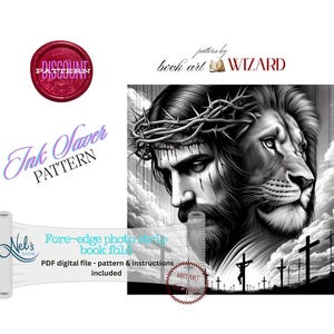 JÉSUS - LION - Modèle de pliage de livre photo sur le bord avant uniquement - Couleur et économiseur d'encre - Téléchargement instantané