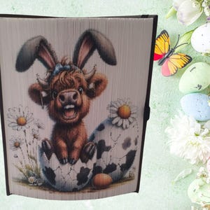 EASTER HAPPY COW + Bonus Mini Pattern - Fore-edge Photo strip book fold Pattern Only - Instant Download