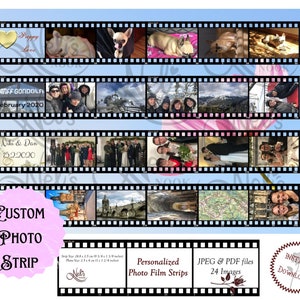 CUSTOM & PERSONALIZED Film Strips/Strisce di pellicola stampabile, Foglio collage digitale, Ephemera, Journal, Scrapbooking, Download istantaneo