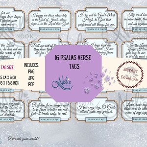 Psalms Scripture Tags, Digital Tags, Embellishment, Ephemera, Journal, Printable paper, Scrapbooking,
