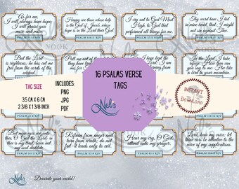 Psalms Scripture Tags, Digital Tags, Embellishment, Ephemera, Journal, Printable paper, Scrapbooking,