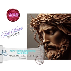 JESUS Carving - Fore-edge Photo strip book fold Pattern Only - Full colour & Ink-Saver - Instant Download