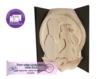 A LOVE COUPLE in the frame - Folded Book Art PATTERN - Combi Cut & Fold - Instant Download