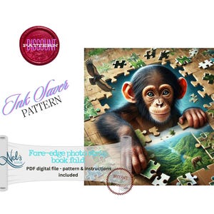 CHIMPANZEE PUZZLE - Fore-edge Photo strip book fold Pattern Only - Instant Download