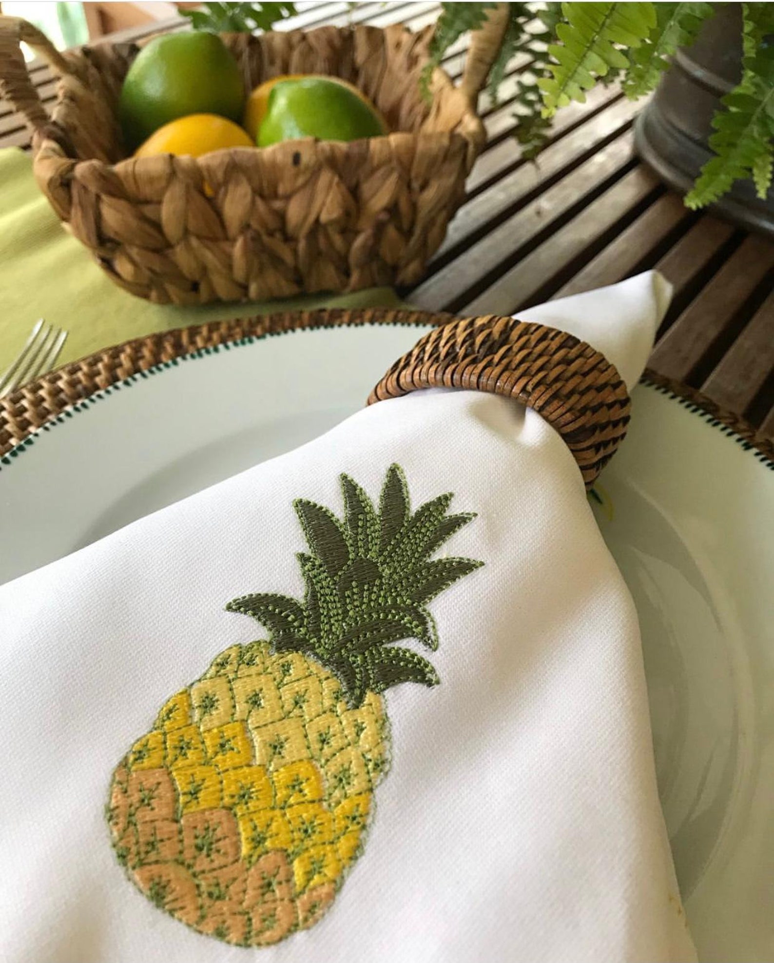 Pineapple Napkins& Cover Embroidered for Decorative Etsy