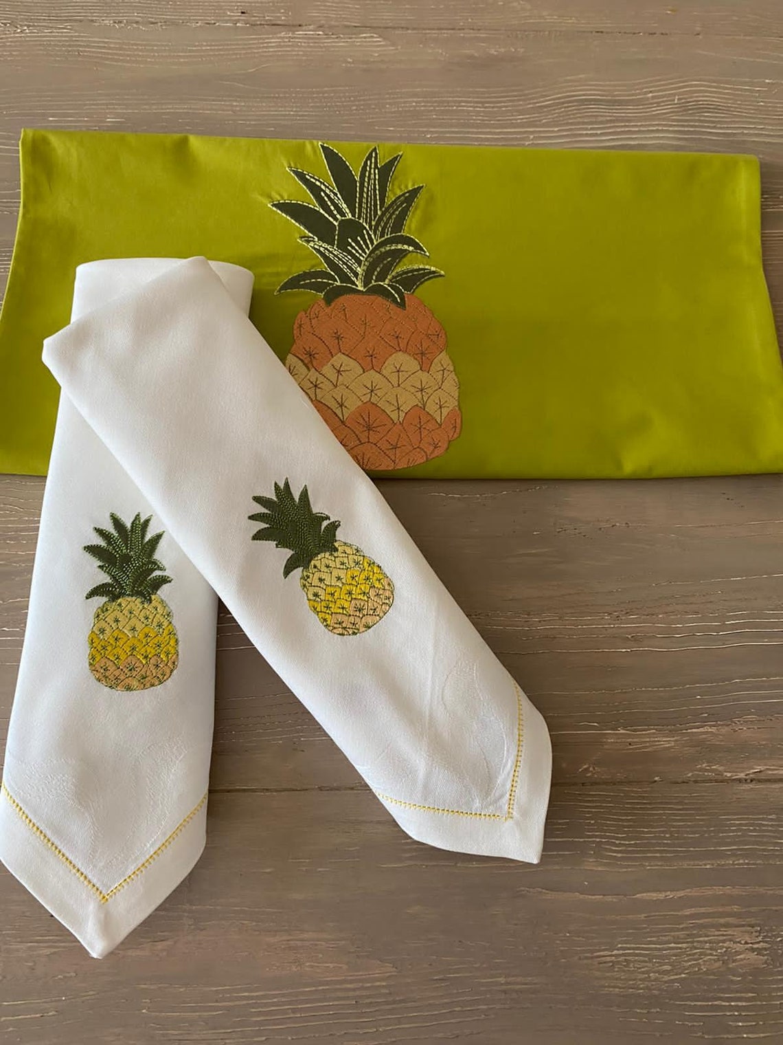 Pineapple Napkins& Cover Embroidered for Decorative Etsy