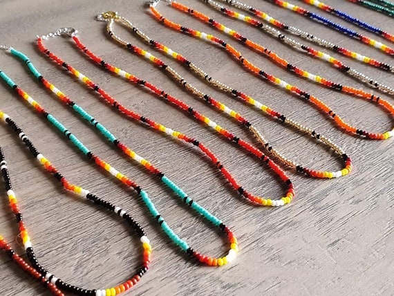 Simple Beaded Necklace Unisex Child Adult Colours Colourful Beadwork Men  Women Gift Cute Native American Indigenous Gift Variety Short -  Canada