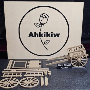 Red River Cart Modell, 3D gedruckt, Metis, Bildung, Geschichte, indigen, Display, Klassenzimmer, langlebig, Holzfarbe, zusammenbauen, wiederverwendbar