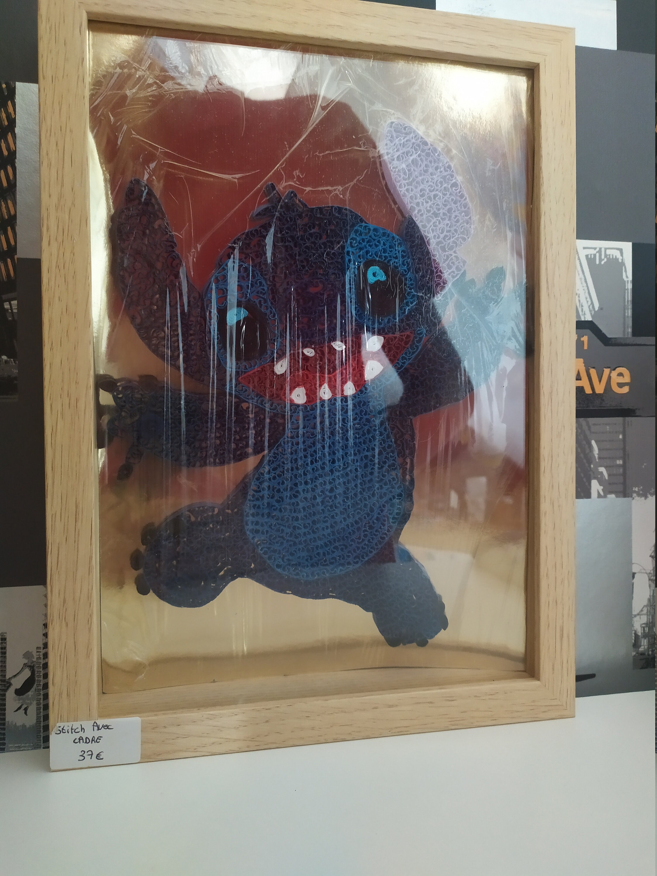 Tableau Original en Quilling de Taille 20, 2x29cm, Decoration Chambre Enfant, Cadre Inclus