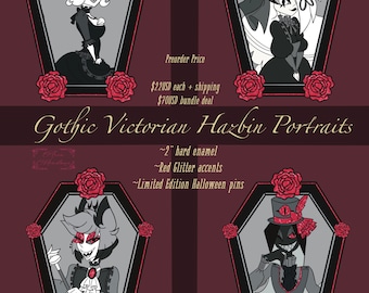 Gotische Victoriaanse Hazbin Portret Emaille Pins