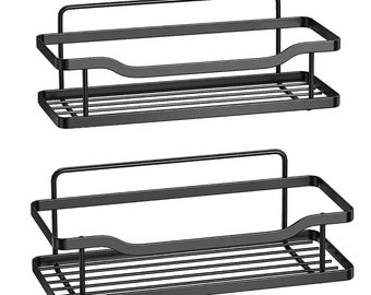 IQAtom Shower Caddy Shelf Organizer, Can be Wall-Mounted Without Holes for Bathroom, Washroom, Restroom, Shower (2 Pack)