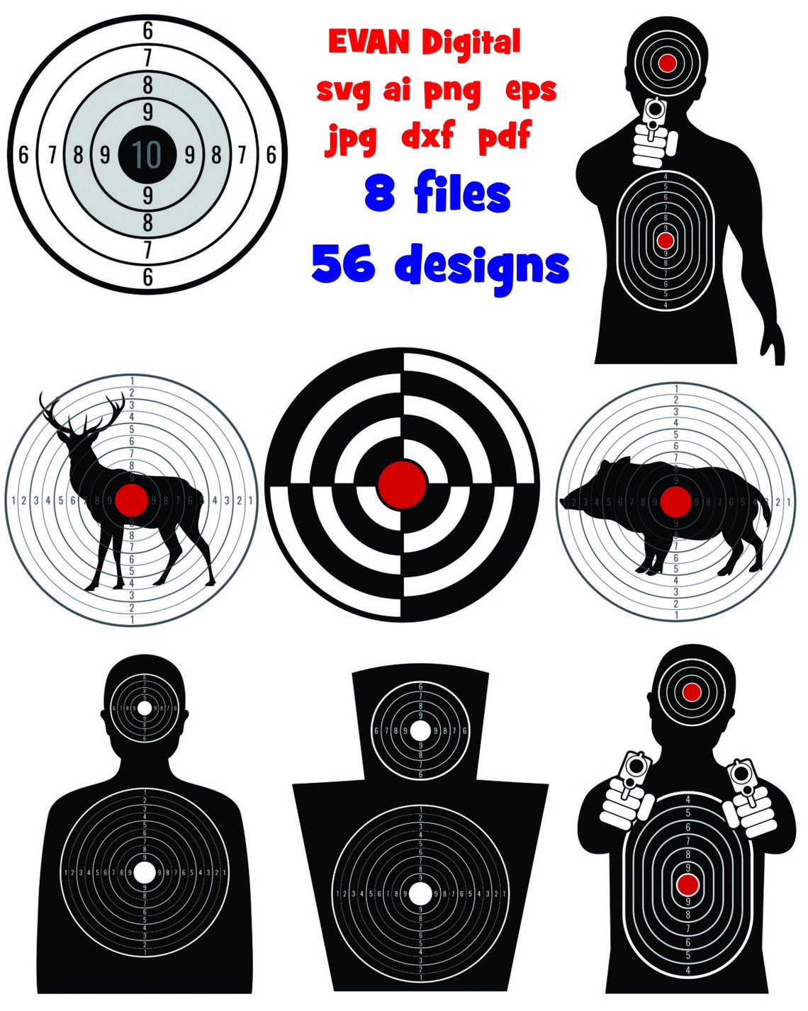 Shooting Target Ai Svg Png Eps Dxf Pdf Jpg Target Svg Gun Target Rifle ...