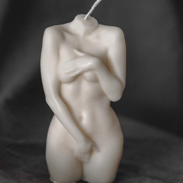 Handmade candle made from rapeseed wax | "Matilda" female body figure, torso candle