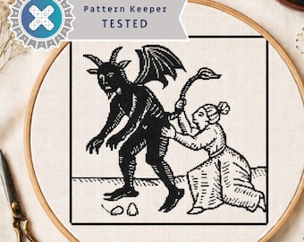 Osculum Infame Cross Stitch Pattern | Medieval Witchcraft Design | Gothic Blackwork | PDF Pattern Keeper Ready