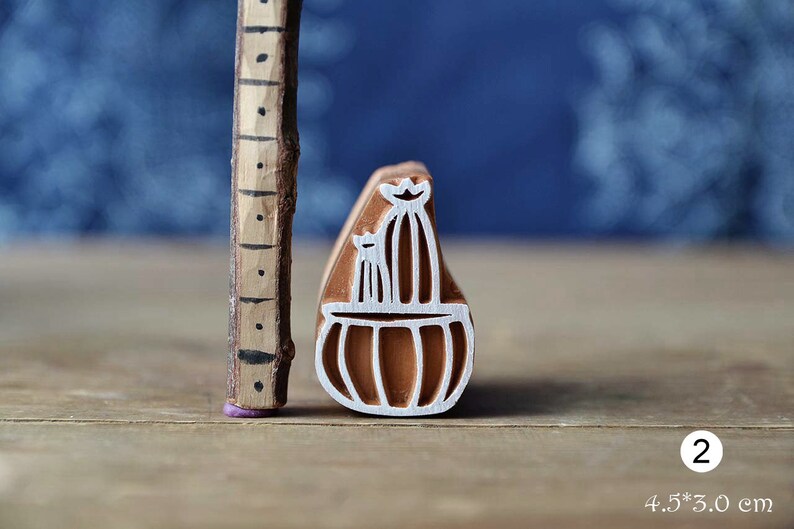 Leather Handmade Ethnic Crafts Cactus Cacti Wooden Stamp For Block Printing Textile Pottery Gift Idea. Cards Print Making