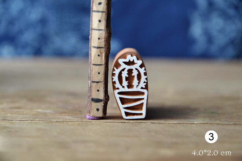 Leather Handmade Ethnic Crafts Cactus Cacti Wooden Stamp For Block Printing Textile Pottery Gift Idea. Cards Print Making