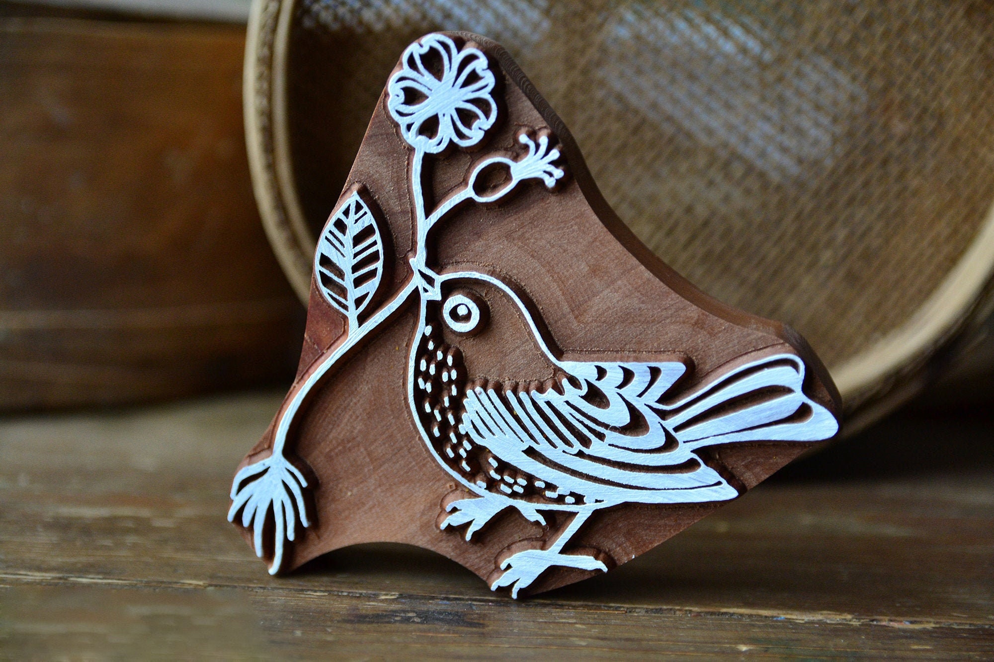 Bird Wooden Stamp For Block Printing. Pottery Textile Etsy