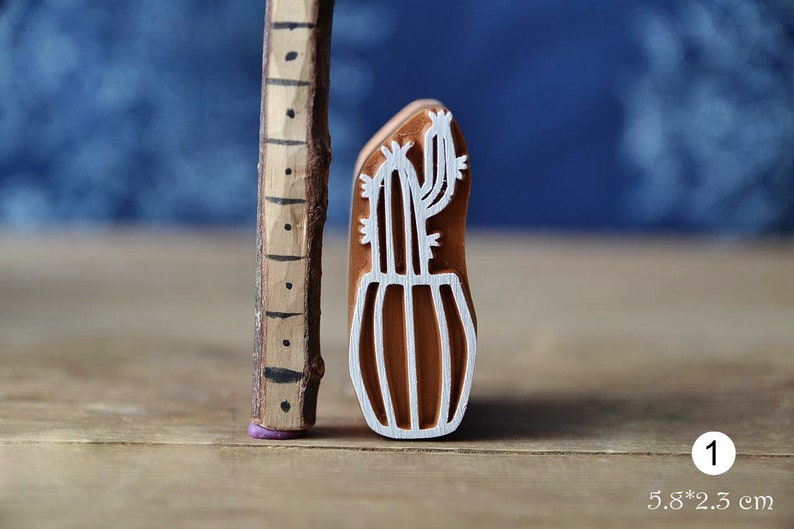 Leather Handmade Ethnic Crafts Cactus Cacti Wooden Stamp For Block Printing Textile Pottery Gift Idea. Cards Print Making