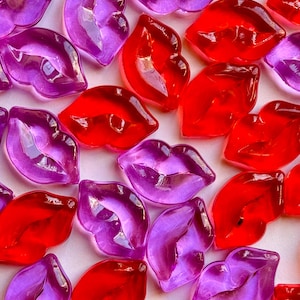 10PCS Clear Lips Charms Flatbacks Cabochons Red and Purple Lips, Slime Charms, Flatback Resin Cabochons, Decoden Charm, Decoden Craft
