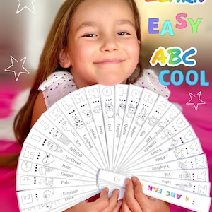 ABC Alphabet Montessori Folding Fan for Children. Handheld Kids ...