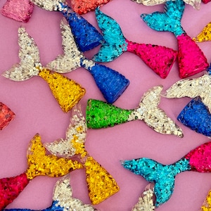 5PCS Mermaid Tails Cabochons Resin Flatbacks for Slime, Decoden Art and Craft Charms, Fish Tail charms, Mermaid Tail Charms