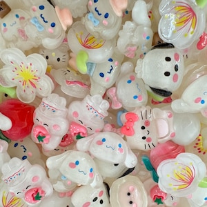 Encanto de resina mixta, encantos de limo de dibujos animados aleatorios, cabujones de resina plana, encanto decodificado de resina Kawaii, suministros de artesanía decodificados - 10 encantos