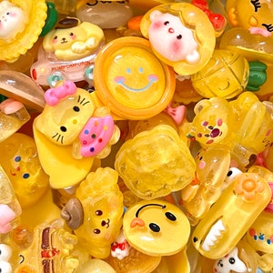 Abalorios de resina variados y lindos, abalorios de limo de dibujos animados al azar, cabujones de resina con parte posterior plana, abalorios de resina Decoden kawaii, suministros para manualidades con estuche Decoden