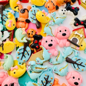 Cute Cartoon Charms: Dog, House, Sun, etc. Mixed 10PCS for Decoden, glue, bone, tree, etc and decorate. Craft Charms