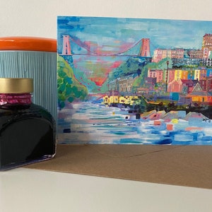 Bristol-wenskaart van een origineel schilderij, Clifton-hangbrug, Bristol-verjaardagskaart, Clifton Card, Bristol Blanco kaart
