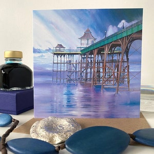 Clevedon Pier Card, Painting of Clevedon, Clevedon Birthday, Clevedon Art, Clevedon Artist