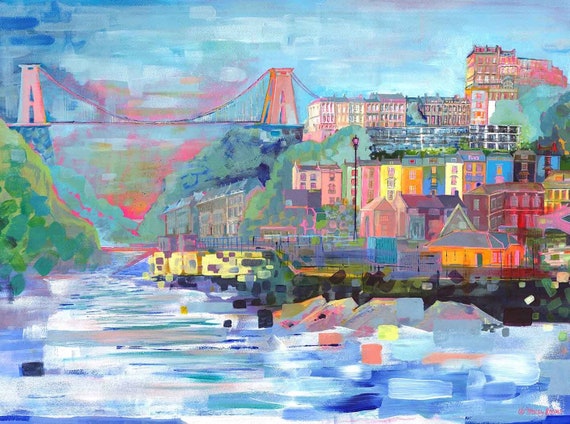 イギリス風景　Bristol’s Clifton Bridge 版画 イギリス風景Bristol's Clifton Bridge 版画