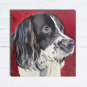 Biglietto di compleanno Springer Spaniel, Biglietto d'auguri Gundog, Biglietto cane, Epagneul Breton, Compleanno Spaniel, Cane bianco e nero, Spaniel d'arte