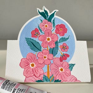 Biglietto di auguri per il benessere dipinto a mano – Biglietto floreale 3D in piedi – Colori personalizzati – Ecologico, ricordo unico