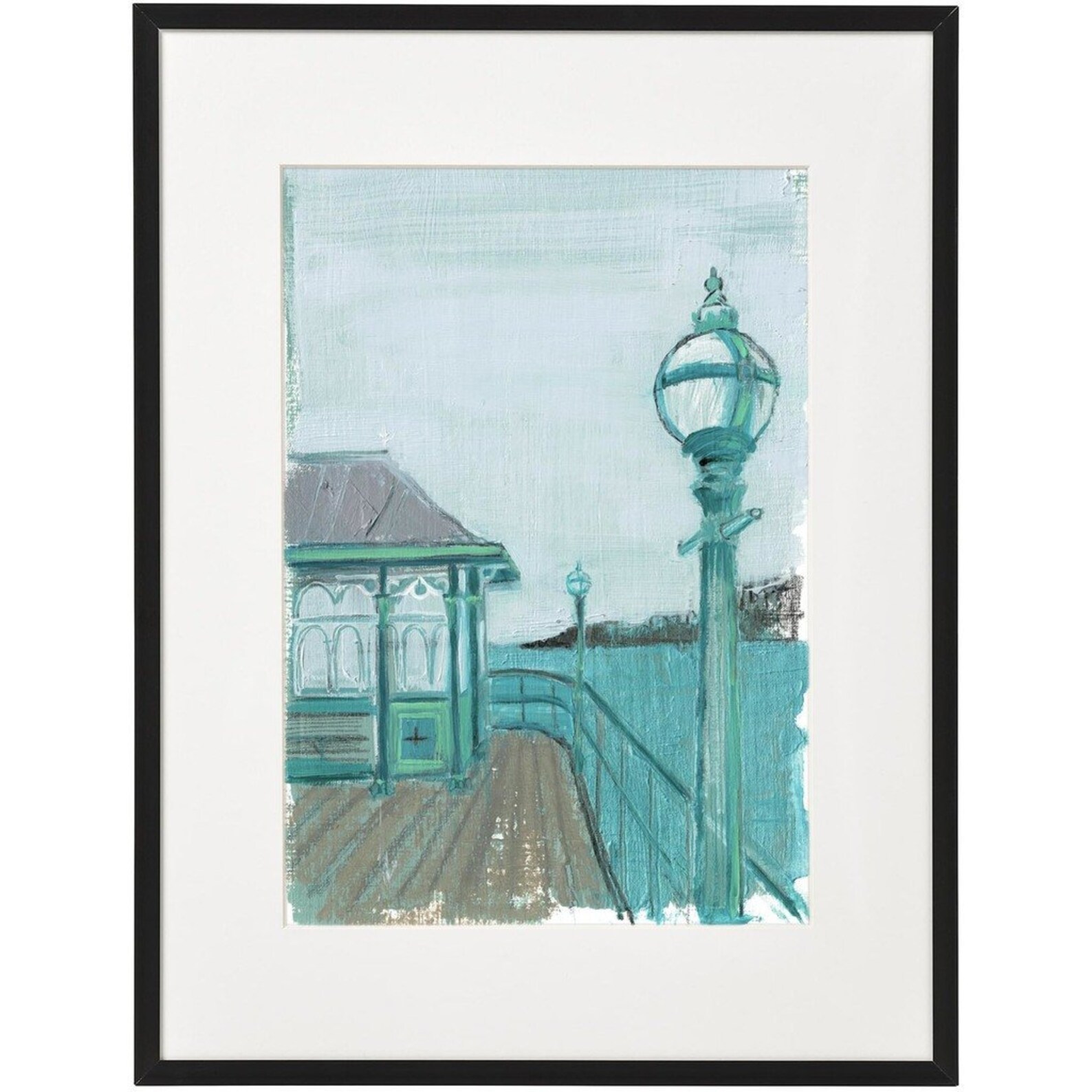 Clevedon Pier Teal abstract print from an original painting Etsy