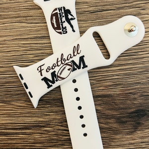 Football mom Apple Watch and Samsung smart watch custom engraved silicone sport band