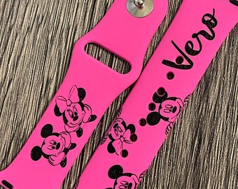 Mickey and Minnie Apple Watch silicone sport custom bands !