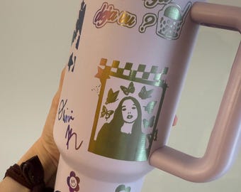 40oz custom engraved Olivia R insulated tumbler with handle and stainless Steele straw !