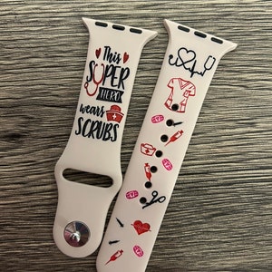 Nurses are heroes ! Silicone sport band for Apple Watches 38 40 41 42 44 45 SE and 49 ultra watches and Samsung 20mm and 22mm