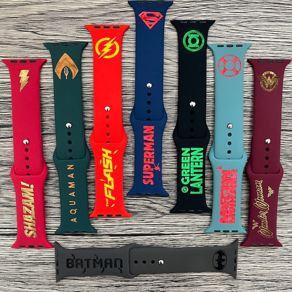 Apple Watch Justice league founding members custom silicone band set