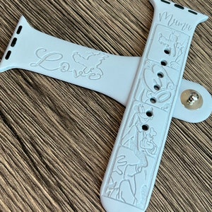 Goofy and character photo booth/comic inspired silicone sport band for Apple Watch 38 40 41 42 44 45 and Ultra and SE, Samsung 22mm and 20mm