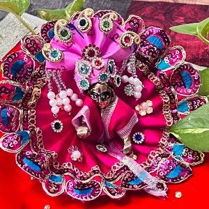 Size 3 Kanha Ji poshak, Ladoo Gopal Dress,Bal Gopal, Lord Krishna, Bib Set, Deity Dress, Religious Janamasthmi gift, Temple decor, Pooja