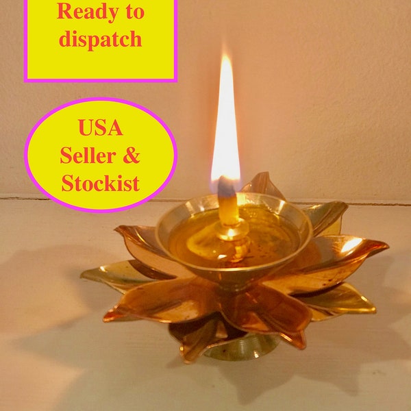 Bulk Diya decoration set of 2 Lotus Brass Akhand Diya/Deepak oil lamp for pooja/haldi kumkum /wedding/pooja/favor-housewarming  return gift