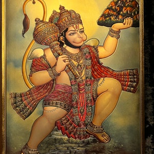 Hanuman ji with Dronagiri Parvat photo print on foil Paper (16 inches X 12 inches)