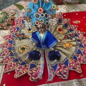 Size 4  Kanha Ji poshak, Ladoo Gopal Dress,Bal Gopal, Lord Krishna, Bib Set,Deity Dress, Religious Janamasthmi gift,Temple decor Pooja