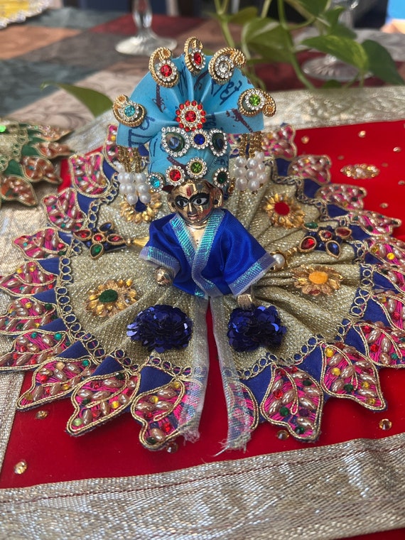 Big Silk Poshak for Size 10 Laddu Gopal Ji – Embroidery Work Heavy