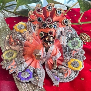 Size 1 Kanha Ji poshak, Ladoo Gopal Dress,Bal Gopal, Lord Krishna, Bib Set, Deity Dress, Religious Janamasthmi gift, Temple decor, Pooja