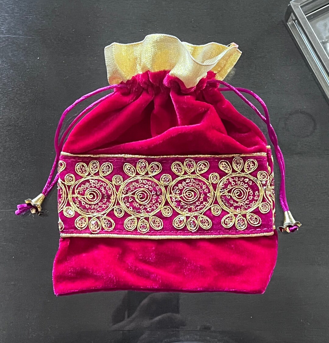 Velvet Indian Potli Bag Indian Wedding Favor Housewarming Etsy