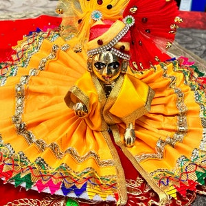 Size 5 Kanha Ji poshak, Ladoo Gopal Dress,Bal Gopal, Lord Krishna, Bib Set, Deity Dress, Religious Janamasthmi gift, Temple decor, Pooja