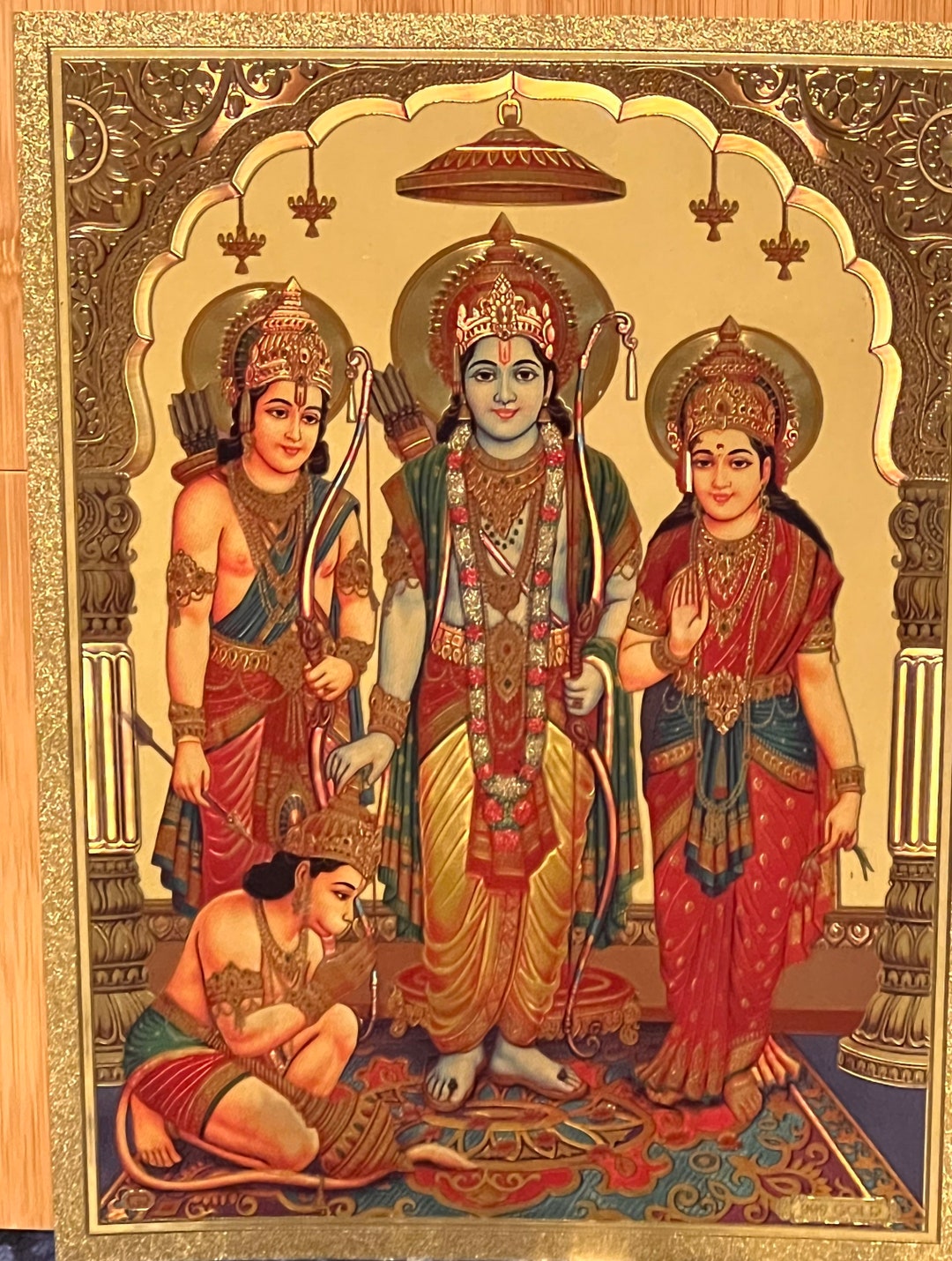 Hanuma meets Sita in Lanka - Mysore painting (13