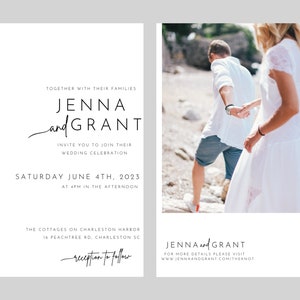 Black & White Save the Date + Wedding Invitation Combo Pack Digital Template, Customize, Download and Print